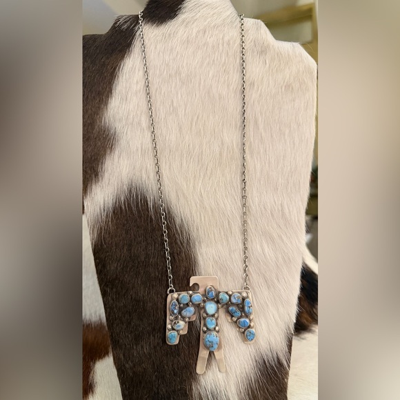 ❤️ Golden Hills Turquoise Thunderbird ADJ Statement Necklace 22.5” Unisex 33Gram - Picture 12 of 17